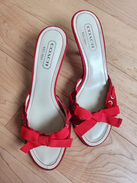 Coach Shoes - Coach Red Bow Kitten Heels